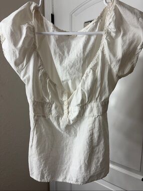 Brandy Melville/ John Galt White Smocked Waist Puff Sleeve Blouse